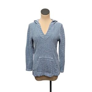 Faherty Sweater Womens Small Knit Pullover Hoodie Kangaroo Pocket Organic Cotton